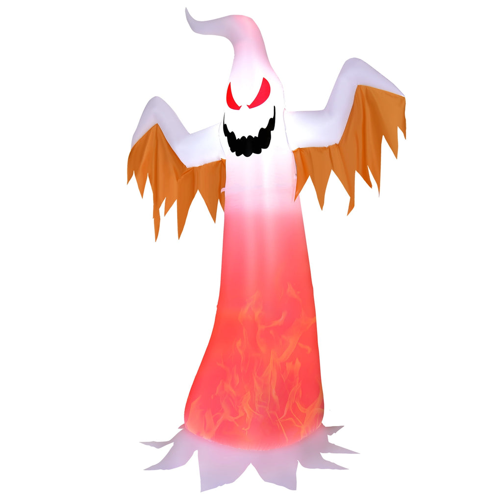 Gymax 8ft Inflatable Halloween Ghost Blow Up Decoration w/ Built-in Flame Light