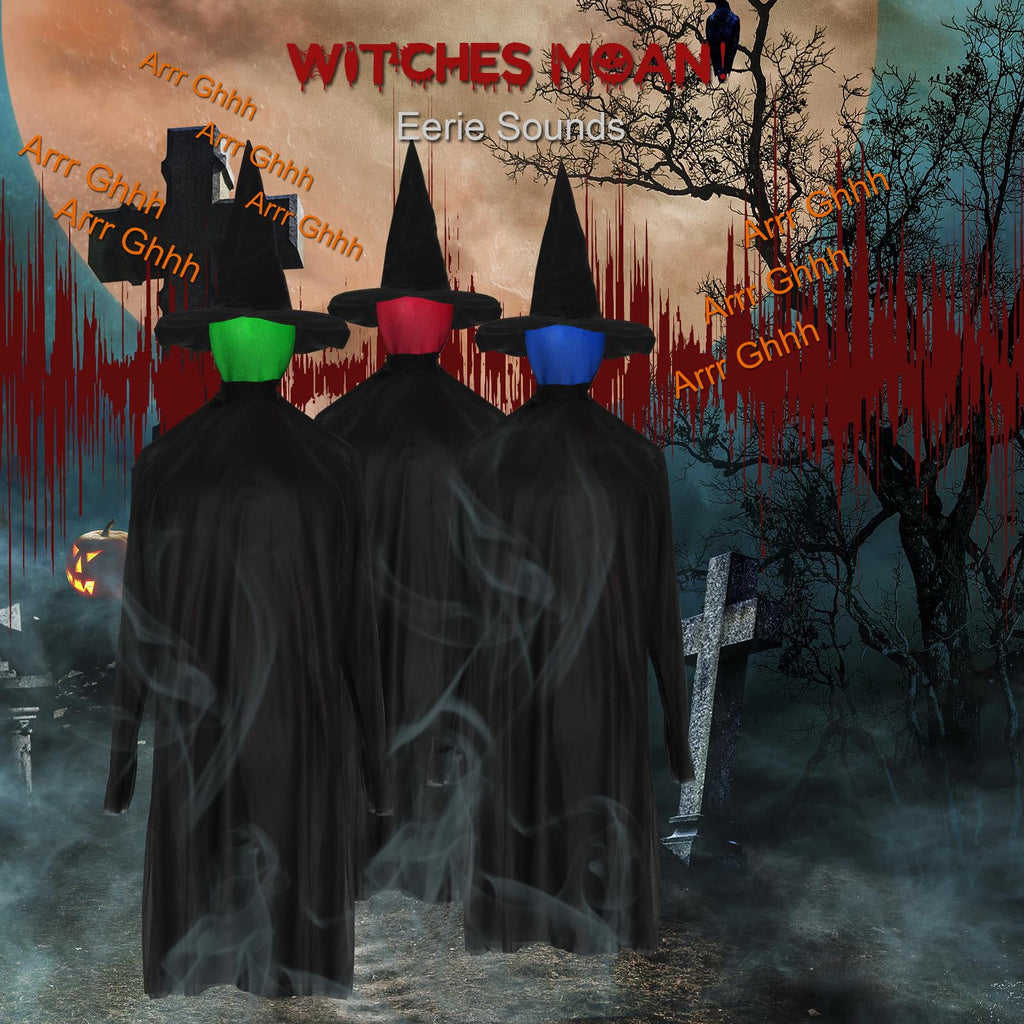 Zimtwon 5.2ft Halloween Decorations Halloween Witches Halloween Props Sorcerers Animated Wicked Sound LED Lighted Glowing Head