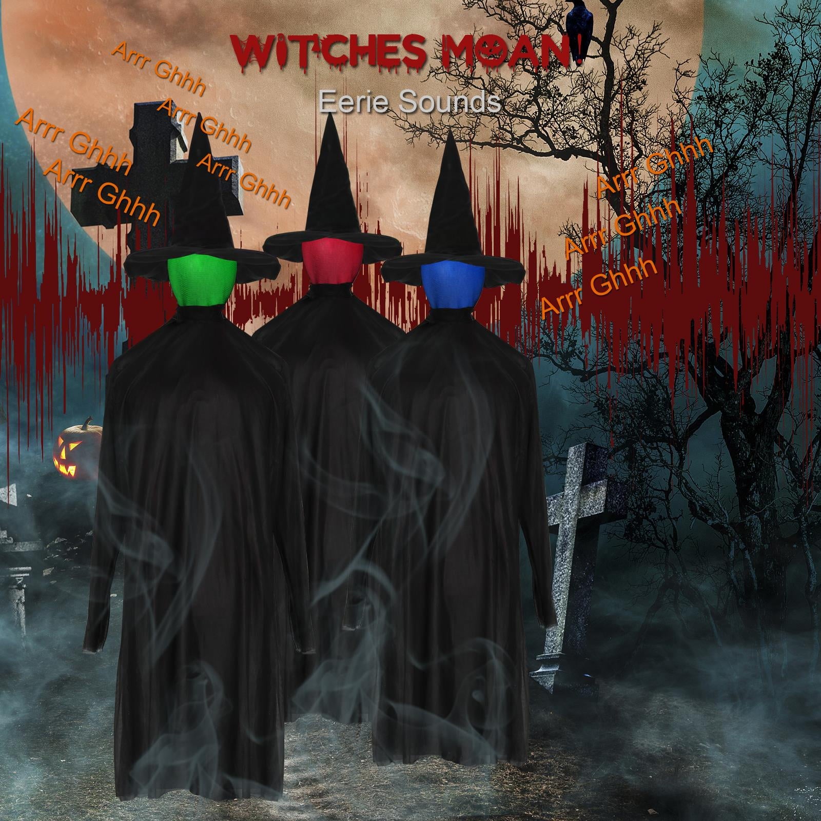 Zimtwon 5.2ft Halloween Decorations Halloween Witches Halloween Props Sorcerers Animated Wicked Sound LED Lighted Glowing Head