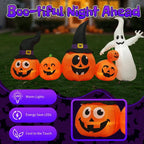 8FT Halloween Inflatable Pumpkin Ghost Scene, 5 Total LEDs, Waterproof Polyester, Quick Inflation with Stakes/Ropes for Yard/Garden/Indoor