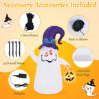 Costway 6 Ft Halloween Inflatables Cute Ghost with Jack-O-Lantern & Witch Hat