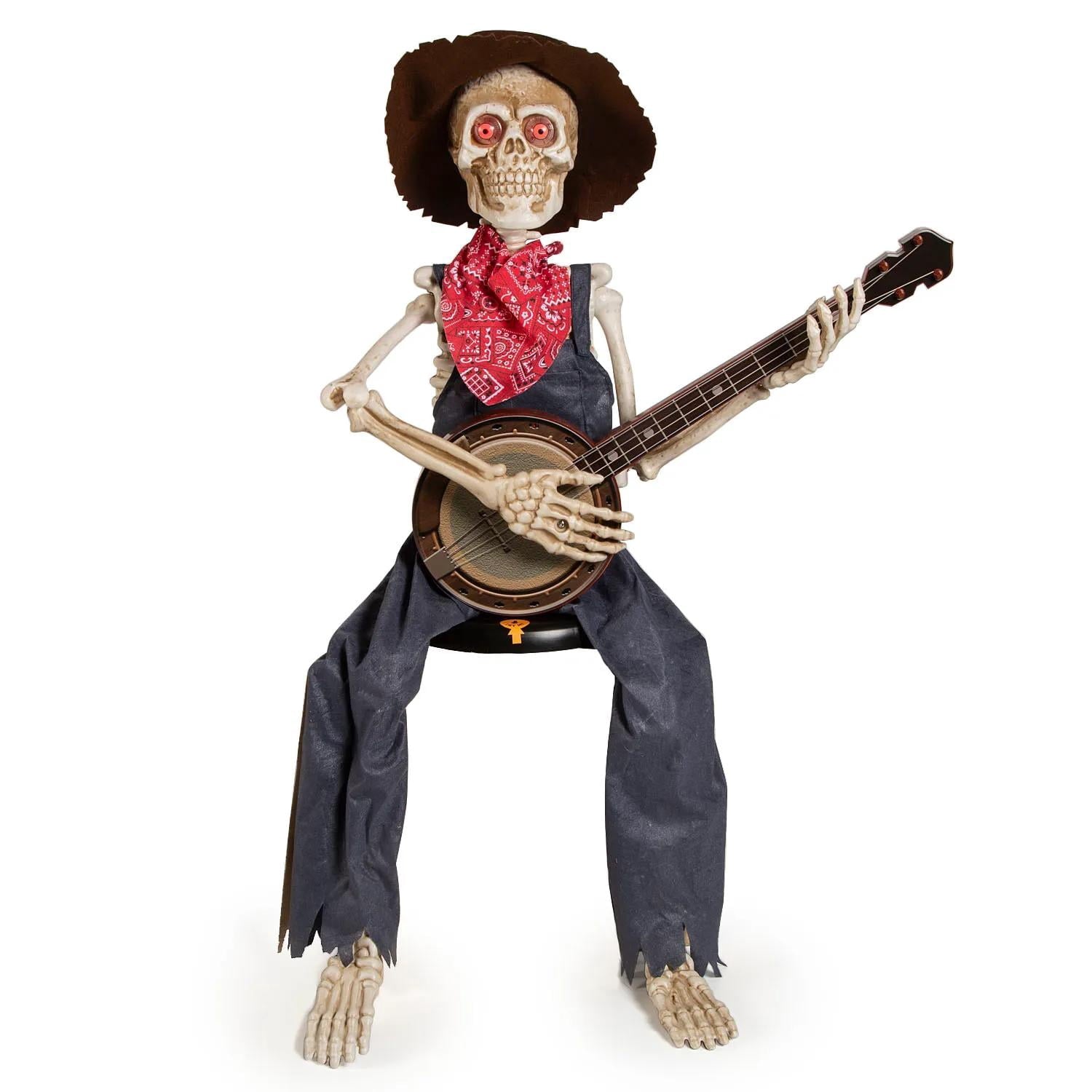 39" Animated Skeleton Playing Banjo Decoration