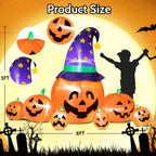 8.7ft Halloween Inflatables Pumpkins 7 Blow Up Decor with Witches Hat, Built-in LED Lights for Halloween Party, Yard, Garden, Lawn