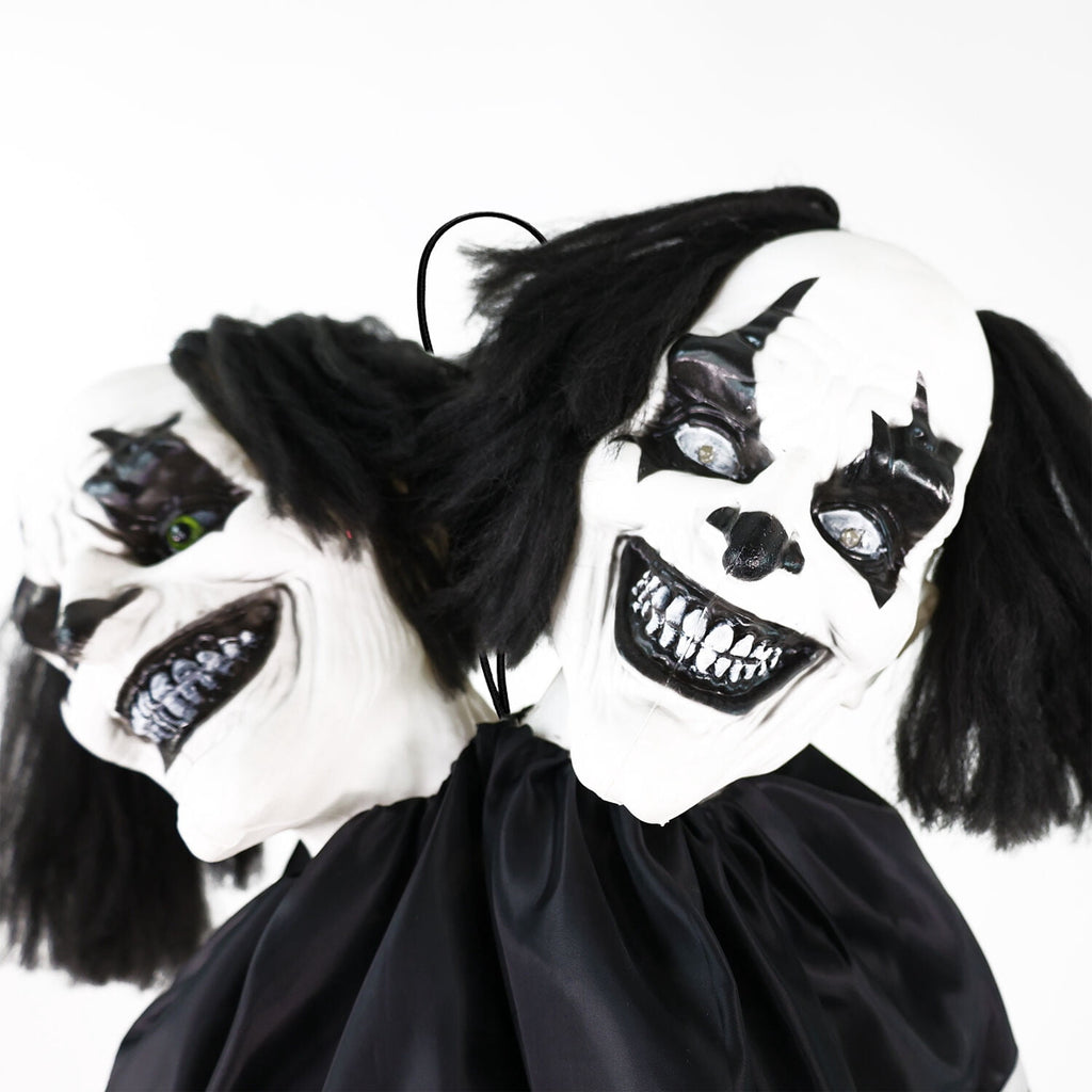 Lifesize 5.5 ft Animatronic Two-Headed Clown with Lights and Sound, Indoor/Outdoor Halloween Decoration, HHCLOWN-37FLSA