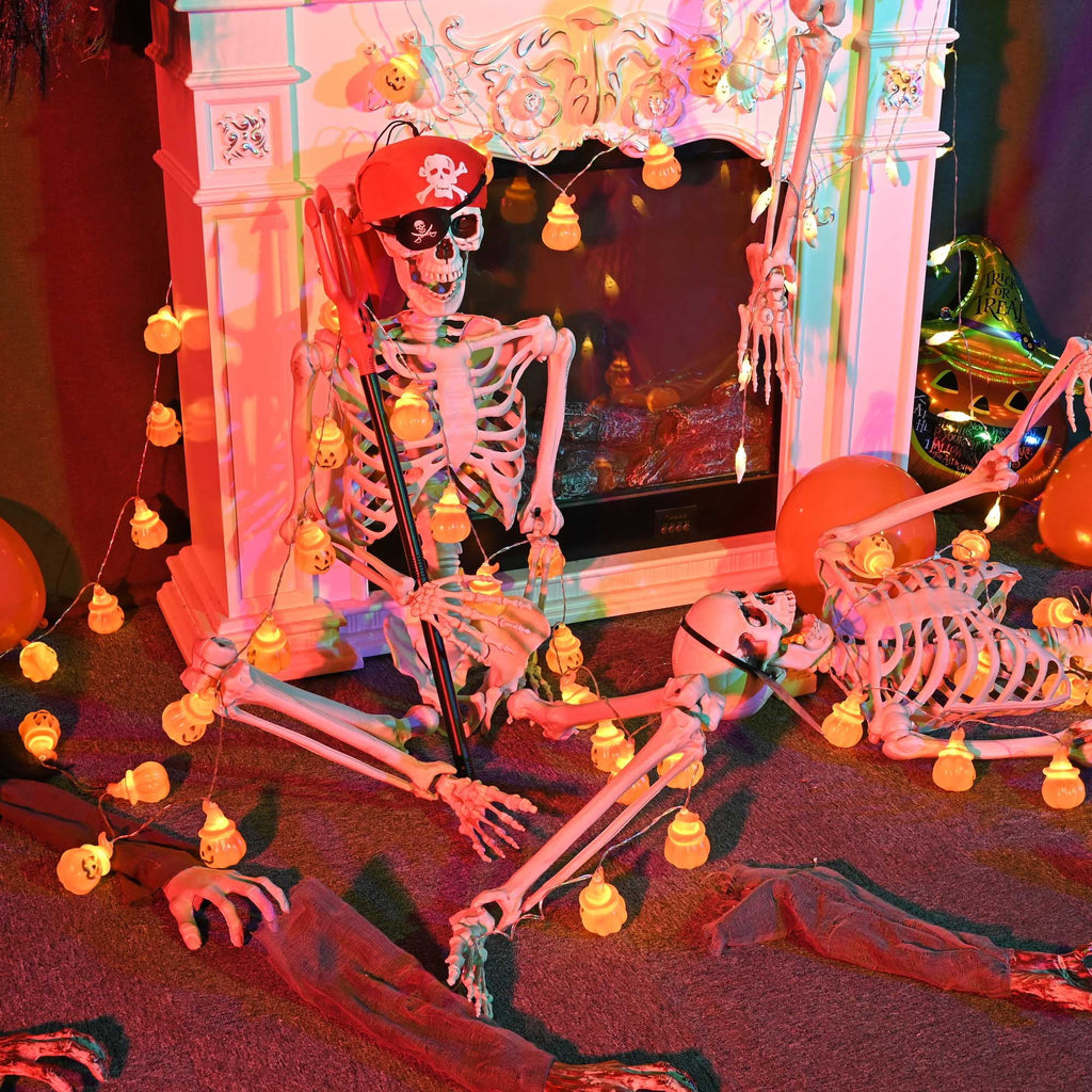 Yescom Pirate Life Size Skeleton Poseable Full Size 5.6 Ft Halloween Party Decorations Haunted House 2026