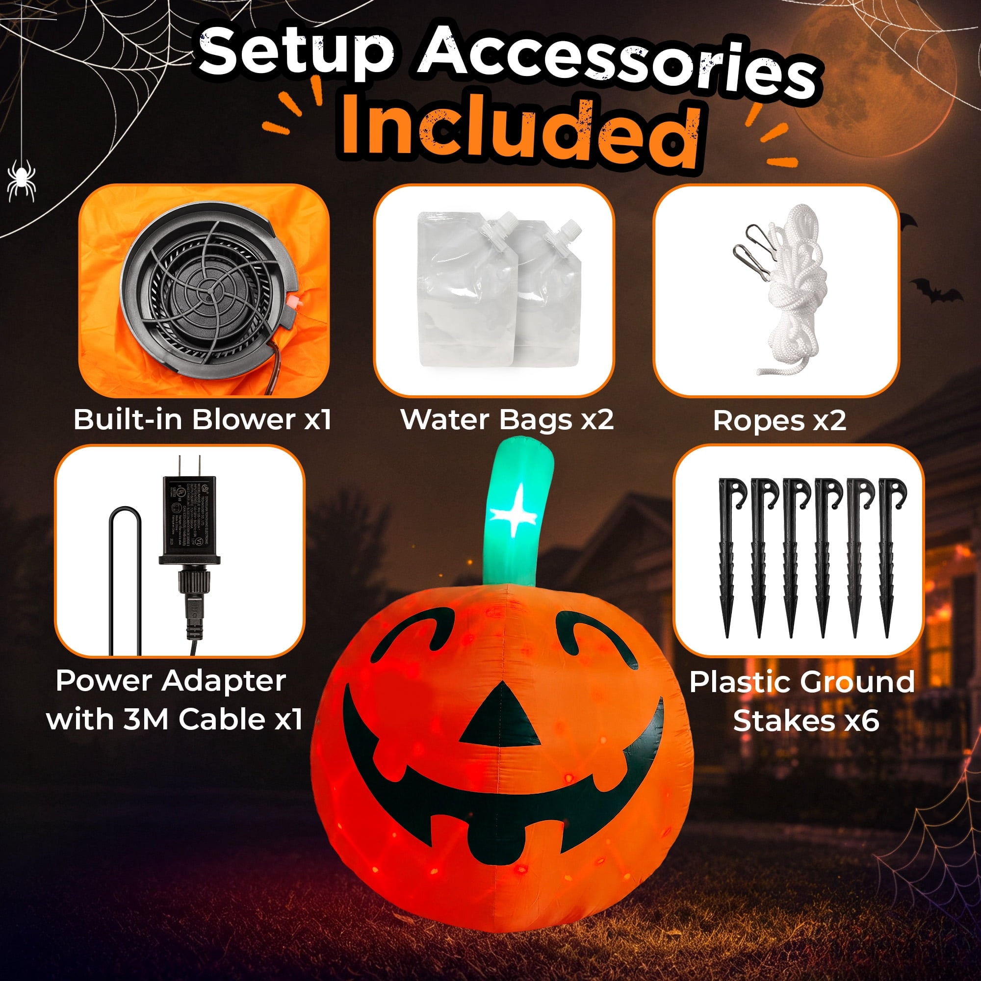 10ft Halloween Inflatable Pumpkin Decoration with Built-in LED Lights, Outdoor Yard Blow up for Halloween Party, Yard, Garden, Lawn