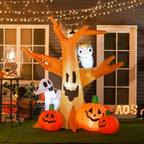 7.5FT Halloween Inflatable Scary Ghost Tree with Owl Ghost Pumpkins LED Lights Yard Decoration
