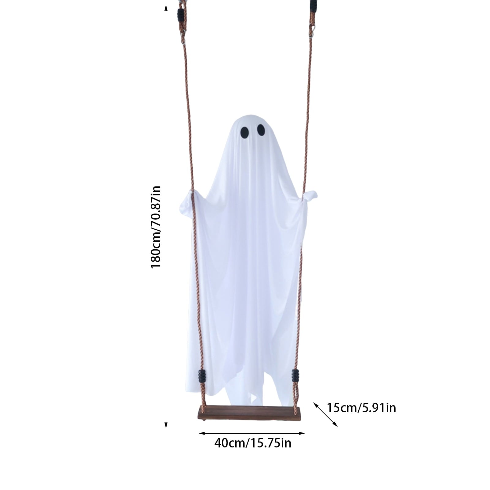 Halloween 6 ft Hanging Swing Ghost with Remote Control and Lights, Outdoor Halloween Decorations, Outdoor Decor Spooky Cute Ghosts Decoration Flying Props for Tree Porch Yard Garden Lawn House
