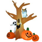 7.5FT Halloween Inflatable Scary Ghost Tree with Owl Ghost Pumpkins LED Lights Yard Decoration