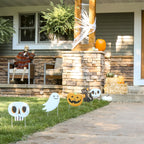 Big Dot of Happiness Jack-O'-Lantern Halloween - Black Cat Ghost Skull & Witch Hat Lawn Decor - Outdoor Kids Halloween Party Yard Decorations - 10 Pc