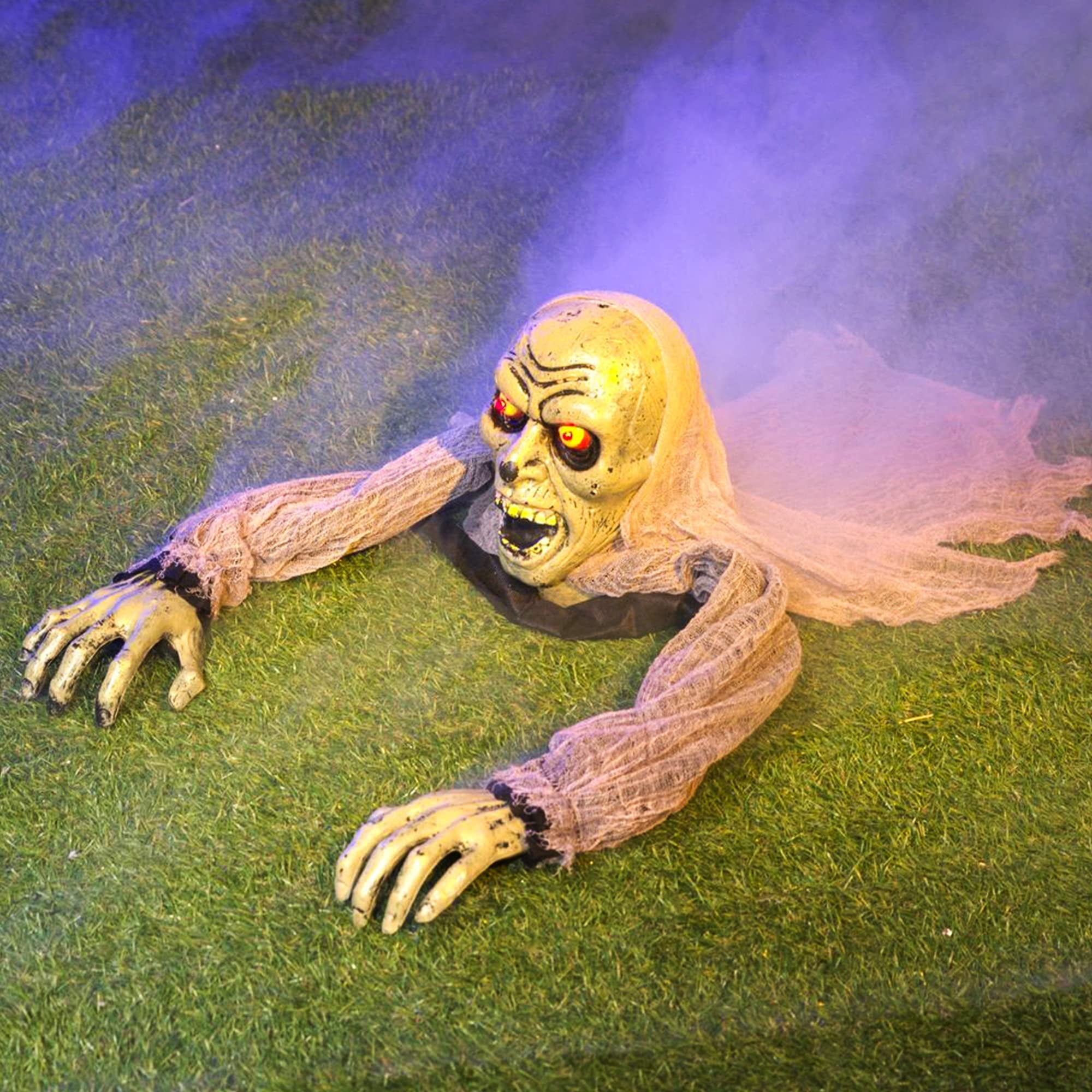 Halloween Groundbreaker Halloween Decorations Zombie with Sound and Flashing Eyes,Outdoor Scary Halloween Yard Decorations