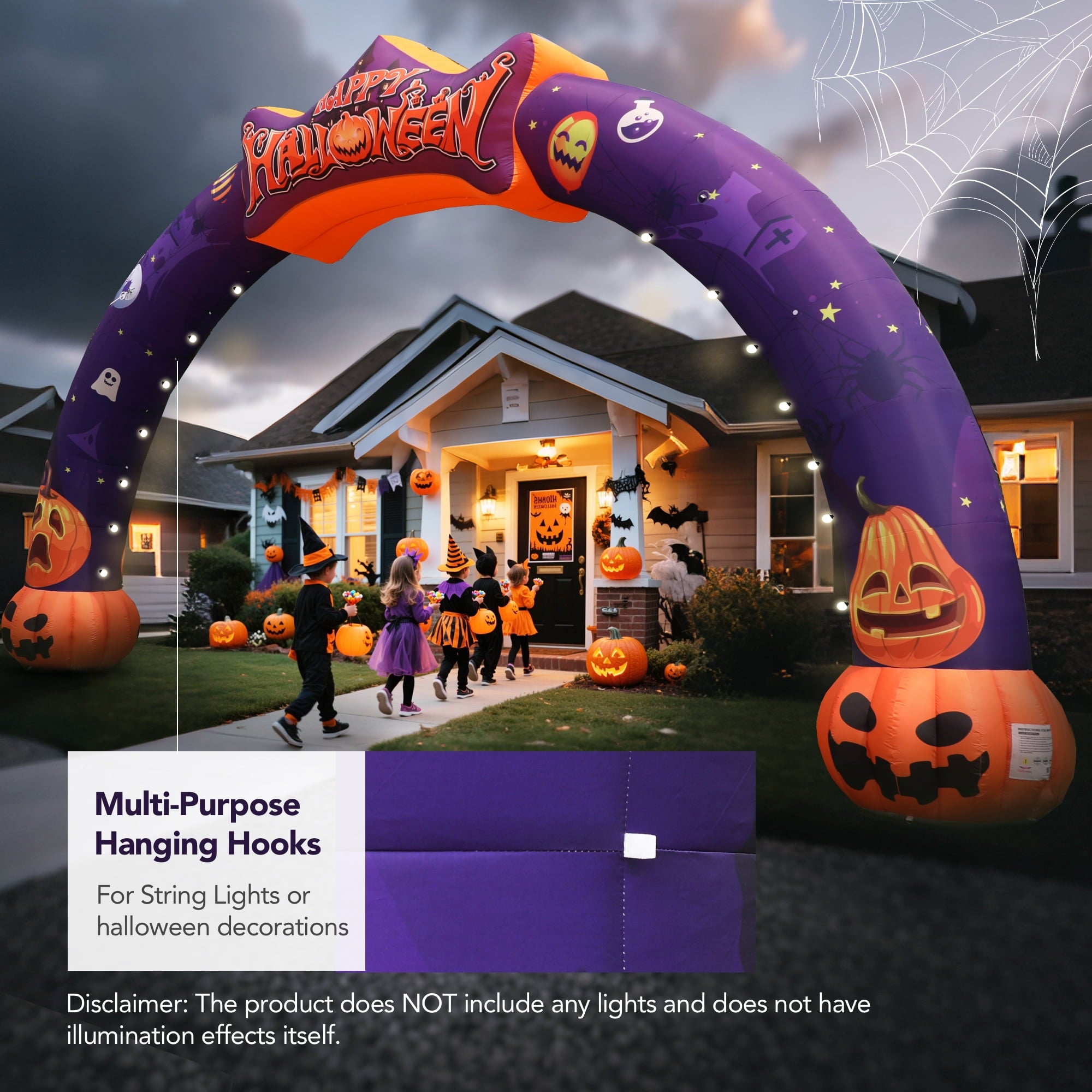 Wellcomer 27ft Halloween Giant Inflatable Pumpkin Arch with Built-in Blower - Halloween Outdoor Decor