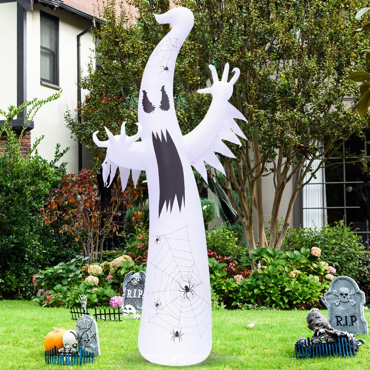 Halloween Inflatable 11.8 FT Inflatable Halloween Ghost, Inflatable Halloween Ghost Scary Blow Up Ghost with LED Lights, Outdoor Halloween Decorations Clearance for Halloween/Holiday/Party