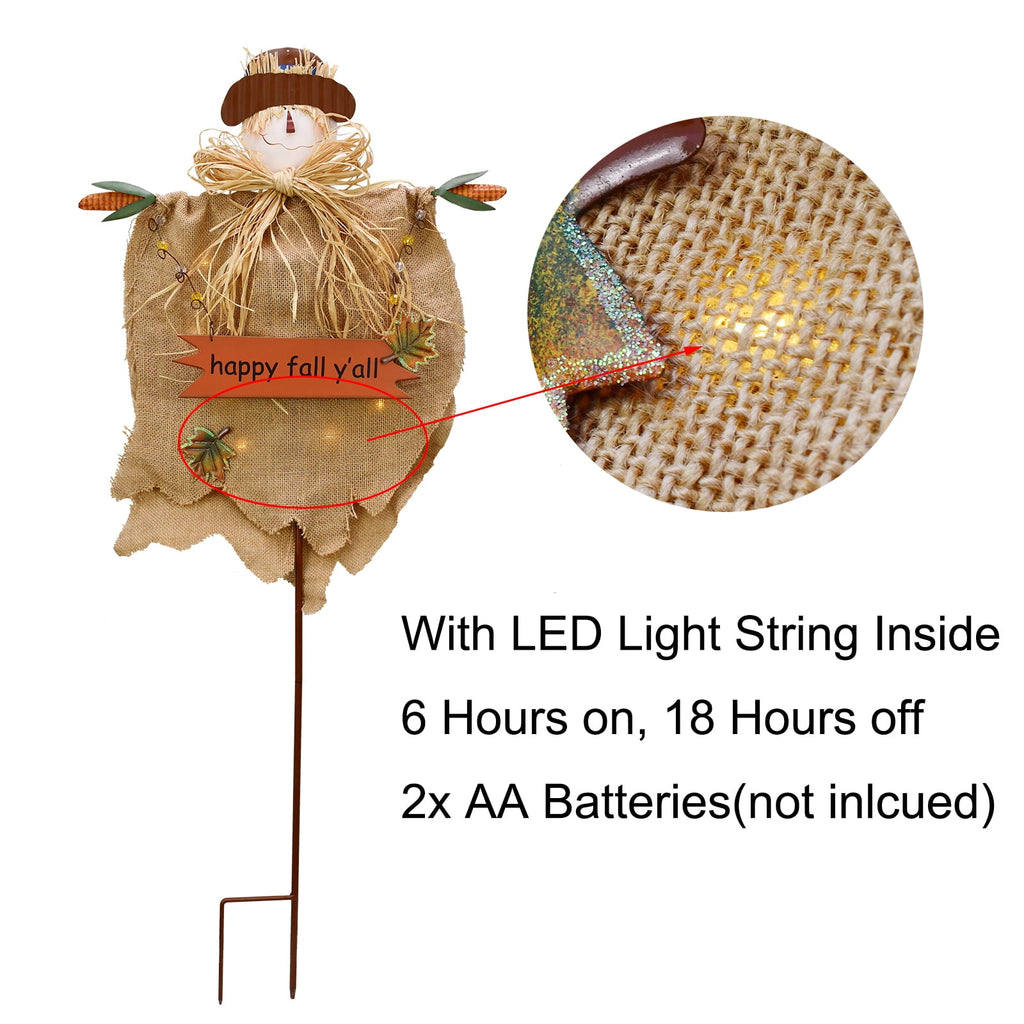 Fall Scarecrow Yard Stake with LED Lights Happy Fall Ya'll Scarecrow Garden Stake Autumn Harvest Halloween Thanksgiving Outdoor Yard Decorations