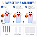 5FT Halloween Inflatable Ghost Holding Pumpkin Lantern, Light-Up Blow Up Outdoor Yard Decoration with RGB LED Lights