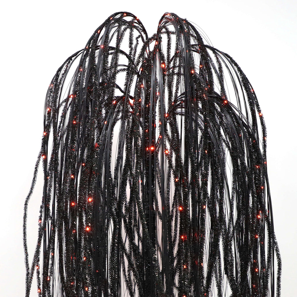 6 ft Black Willow Tree with Orange and Purple LED Lights for Outdoor Halloween Decor