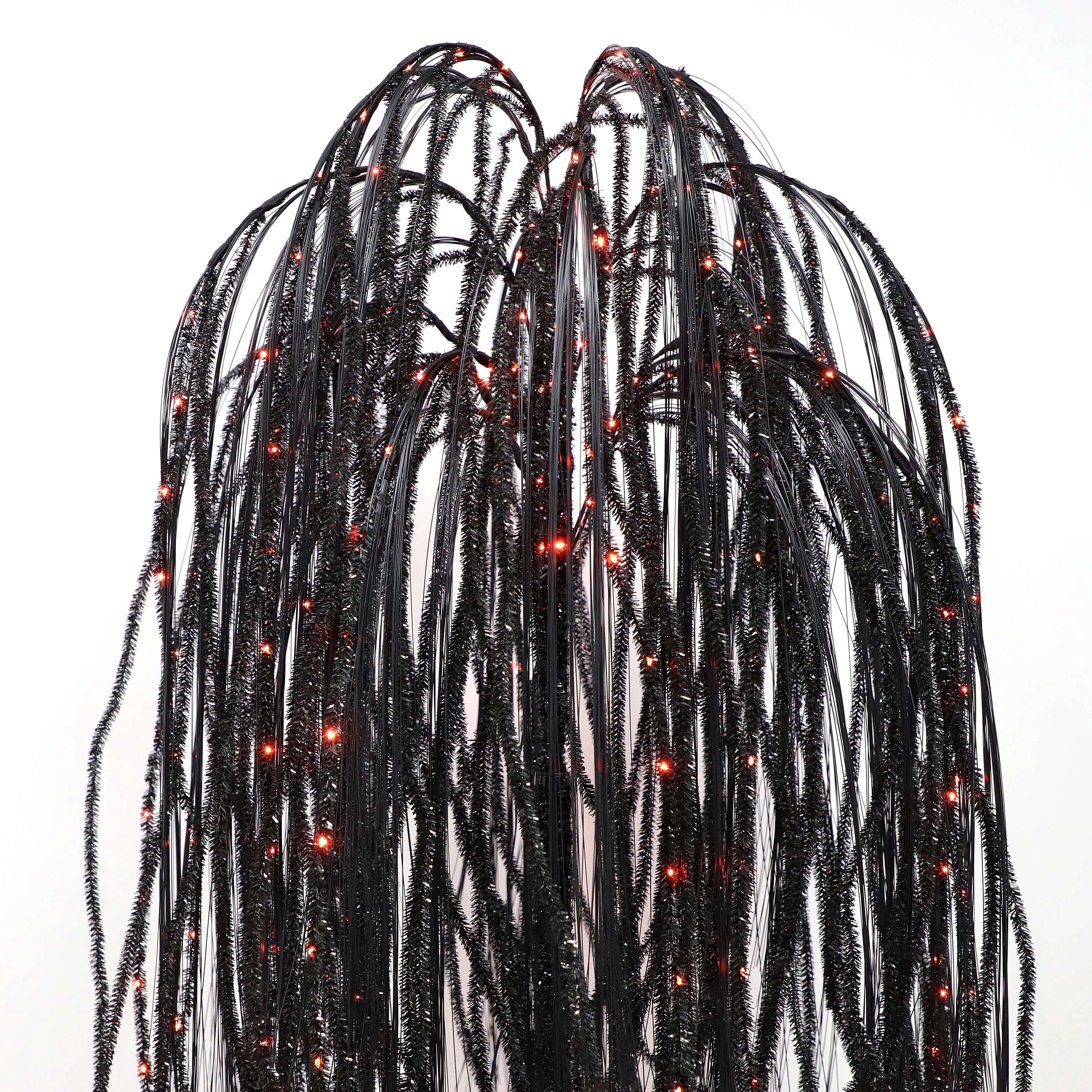 6 ft Black Willow Tree with Orange and Purple LED Lights for Outdoor Halloween Decor