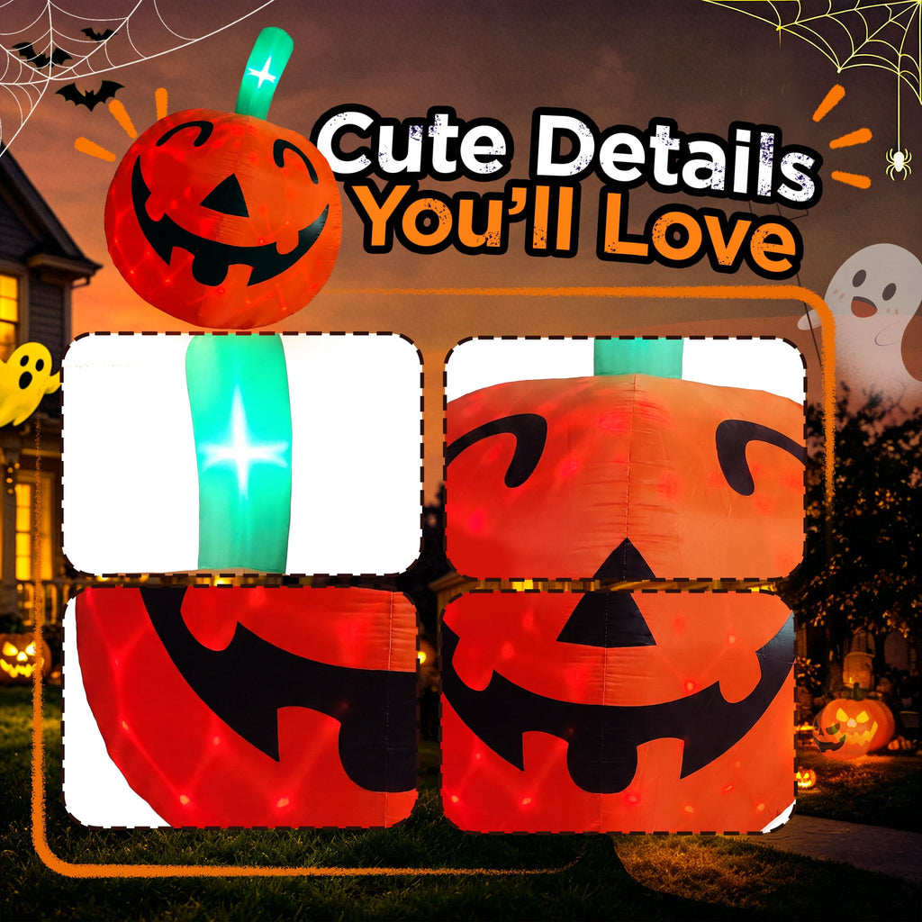 10ft Halloween Inflatable Pumpkin Decoration with Built-in LED Lights, Outdoor Yard Blow up for Halloween Party, Yard, Garden, Lawn