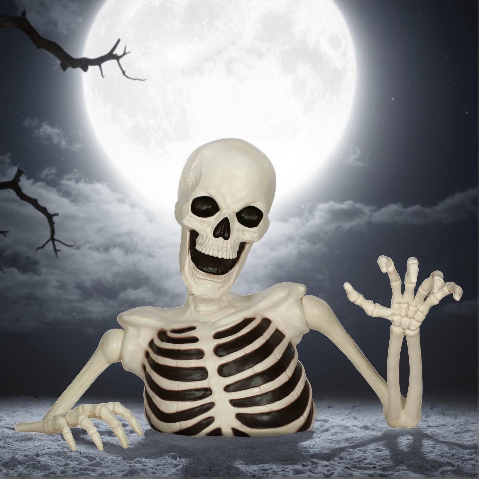 48" Halloween Giant Groundbreaker Skeleton, Halloween Decoration for Outdoor Yard and Porch