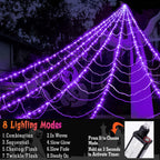Scidweet Halloween Decorations Outdoor, 350 LED Halloween Spider Web Lights with 79" Giant Spider for Home Garden Yard Decor