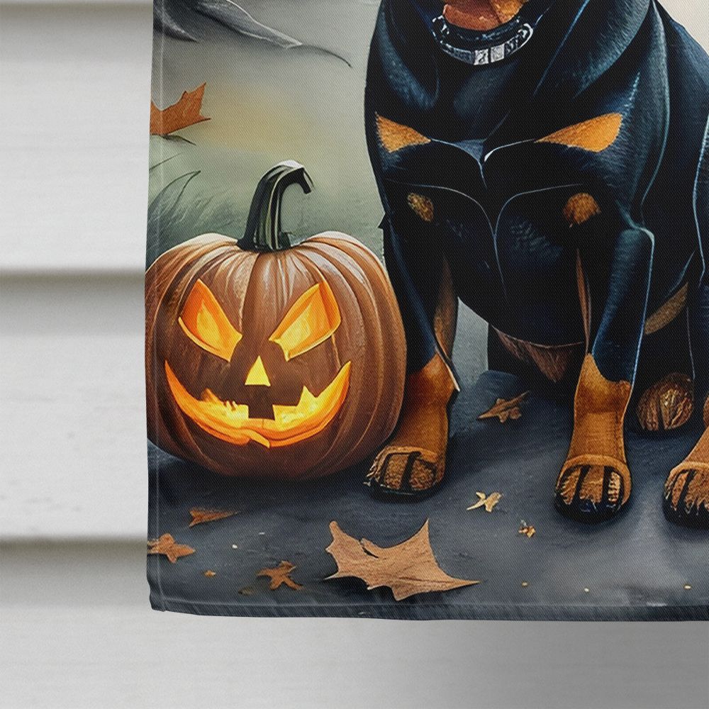 Halloween Rottweiler Dog House Flag 28x40IN Double-Sided Polyester Decorative Sleeve Pole Flag for Outdoor Home Garden