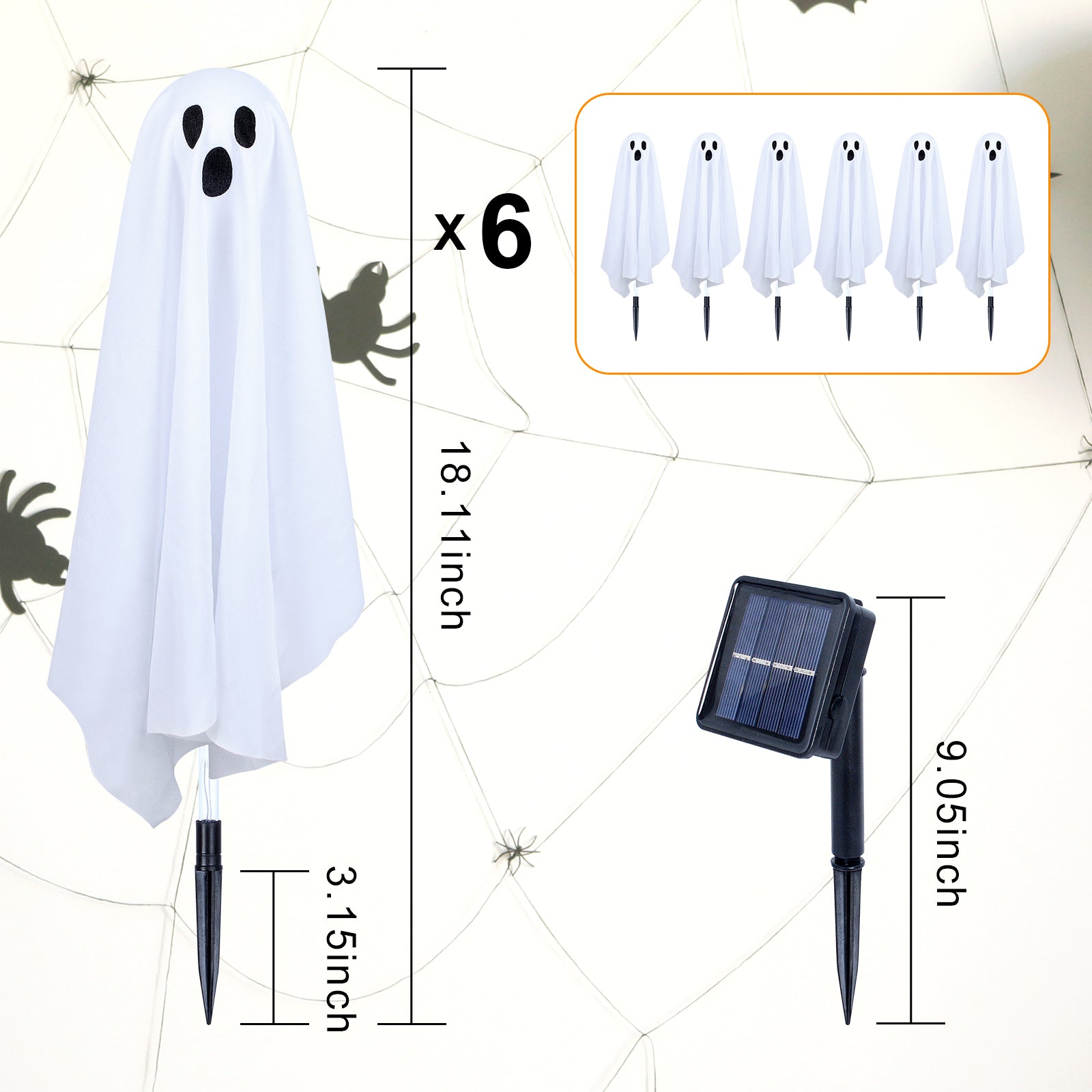 Halloween Decorations Outdoor, 6 pack Light up Spooky Ghosts with 8 Modes LED Light - Scary Standing Ghosts Decor for Front Door Porch Yard Home Party