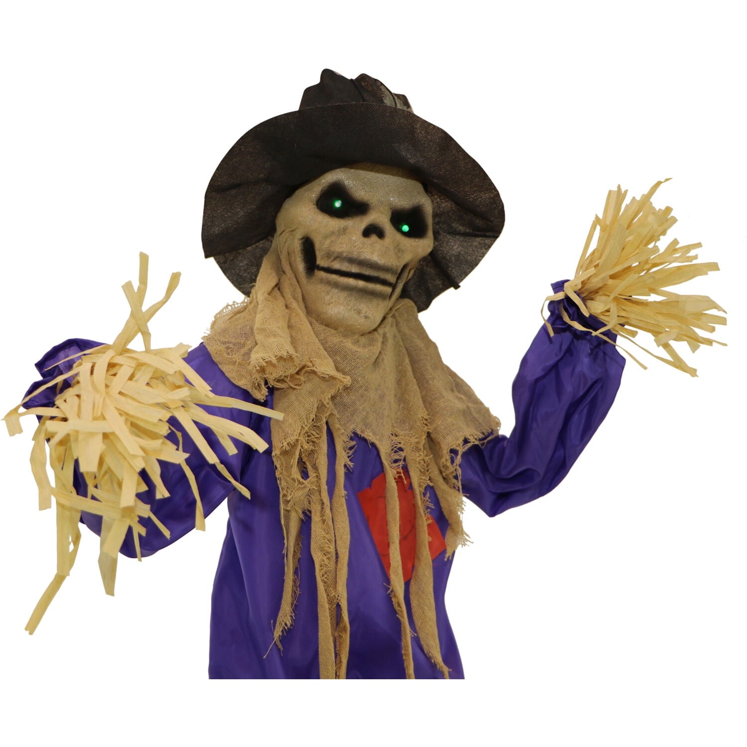 6 ft Standing Halloween Scarecrow Yard Decoration with LED Green Eyes, HHSCR-5FLS
