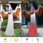 12FT Halloween Inflatables Ghost Outdoor Halloween Decoration w/ Scary Flames,4pcs LED Lights