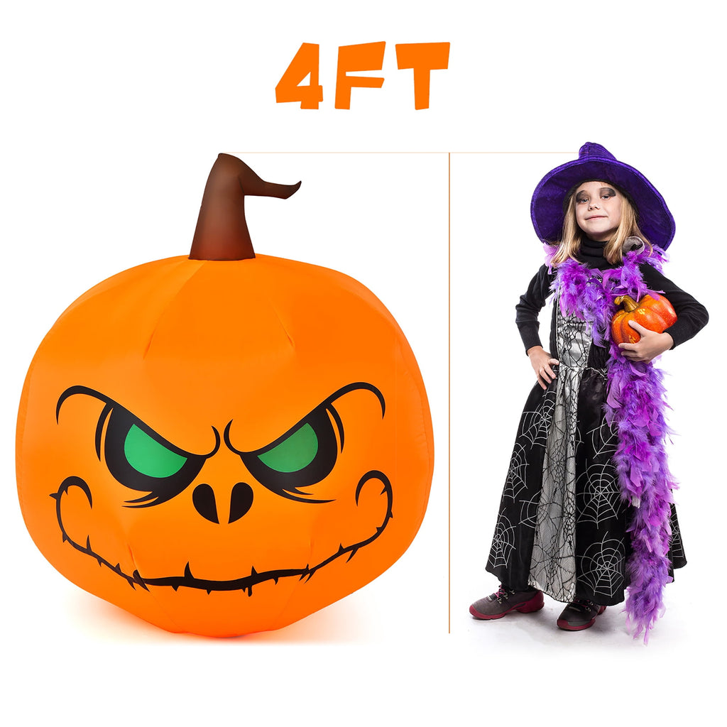 Costway 4 FT Halloween Inflatable Pumpkin Large Blow up with Build-in LED Light
