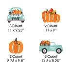 Big Dot of Happiness Happy Fall Truck - Lawn Decorations - Outdoor Harvest Pumpkin Party Yard Decorations - 10 Piece