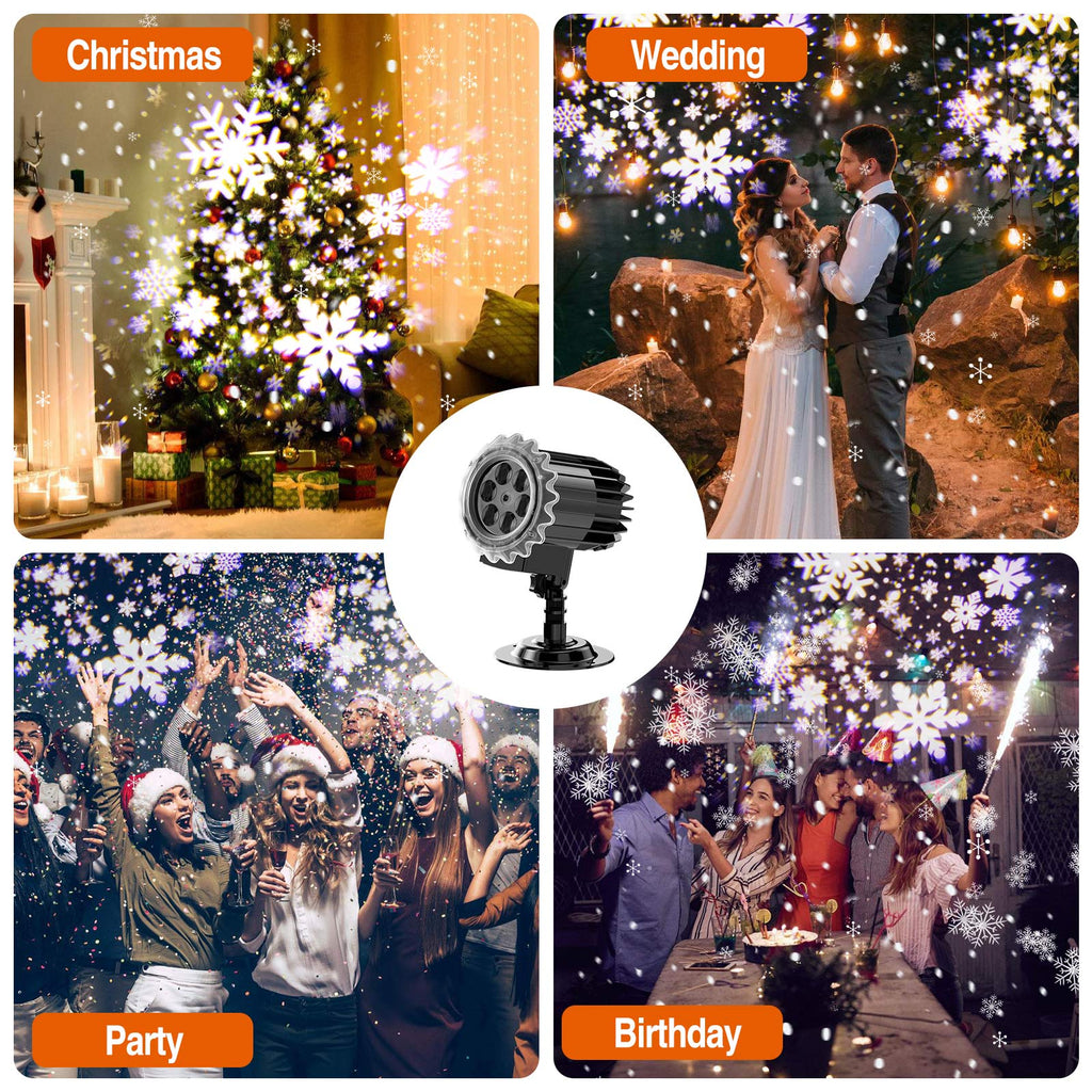 Outdoor high brightness snowflake projection light, holiday decoration ambient light, Christmas Halloween laser light, light show, waterproof function, indoor home, Christmas, wedding Mother's Day