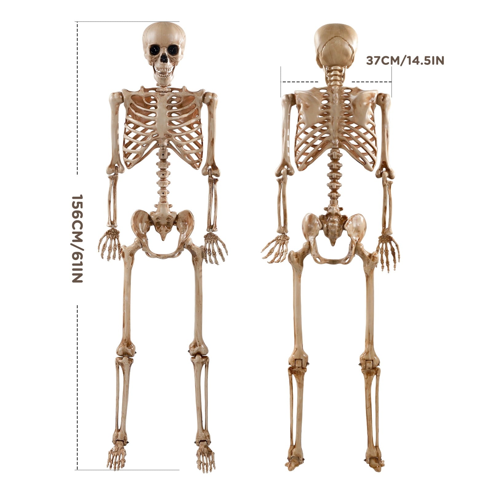 5.4ft Halloween Skeleton Decorations, Weathered Posable Skeleton Decor for Halloween Decorations Outdoor Indoor
