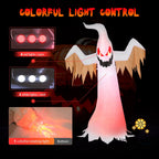 VIVOHOME 8ft Height Halloween Inflatable White Ghost with Red Rotating Led Lights Blow up Outdoor Lawn Yard Decoration