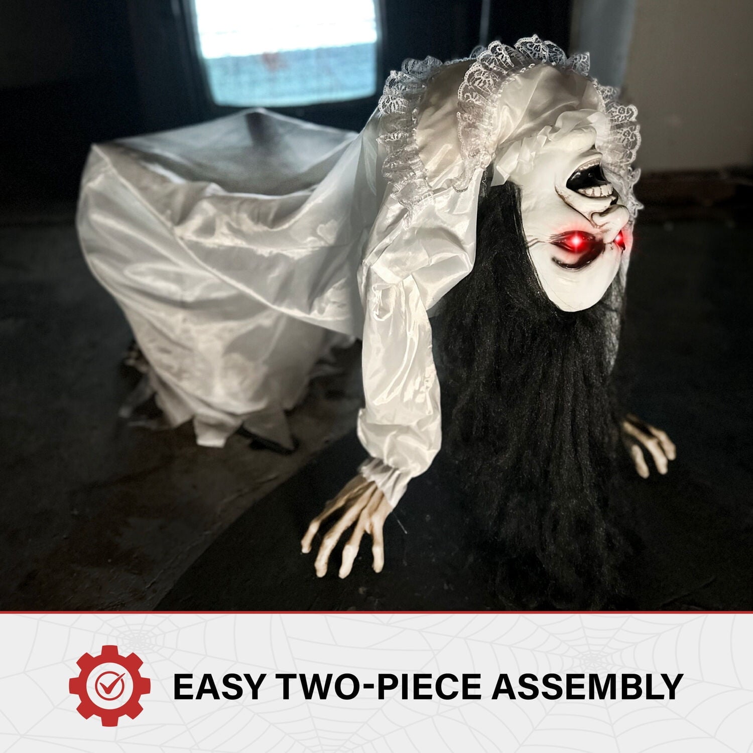 Lifesize 35" Animatronic Possessed Woman with Lights and Sound, Halloween Decoration,HHLADY-11FLSA
