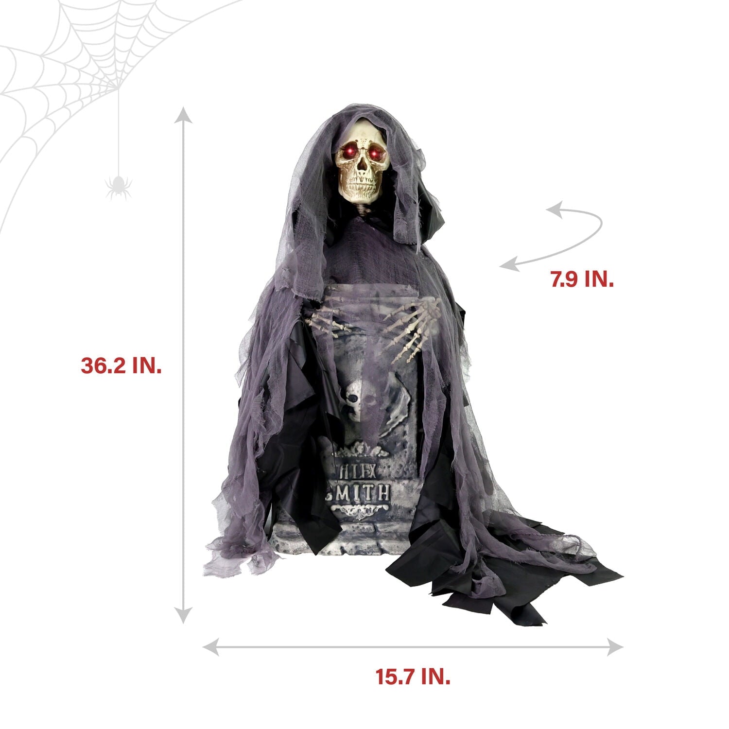 3 ft Touch-Activated Rising Reaper with Tombstone Halloween Accessory, HHRPRTOMB-2FLSA