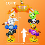 10FT Inflatable Candy Ghost Pumpkin Archway with Built-in Lights  Giant Outdoor Yard & Garden Decoration for Halloween, Indoor/Outdoor Use