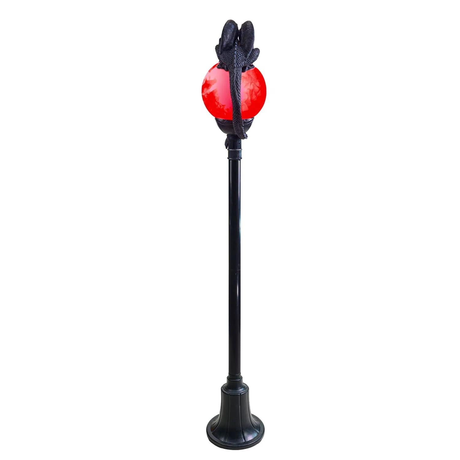 TT59073 6 ft. Light-Up Flaming Dragon Lamp Post with Sound Halloween Decoration