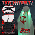 4.5ft Hanging Ghost Animated Halloween Decoration Creepy Halloween Skeleton w/ Pre-Recorded Screaming, LED Eyes