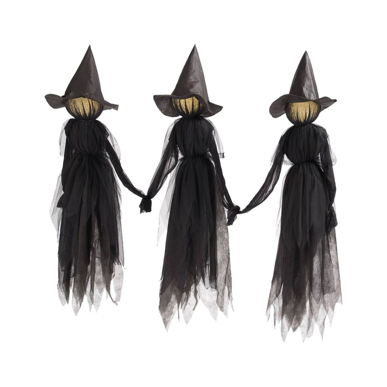 TOPRenddon Life-Size Glowing Witch Decor - 3-Pack 59" Halloween Yard Figures with Color-Changing LED Faces & Rainproof Fabric for Outdoor Haunted Displays