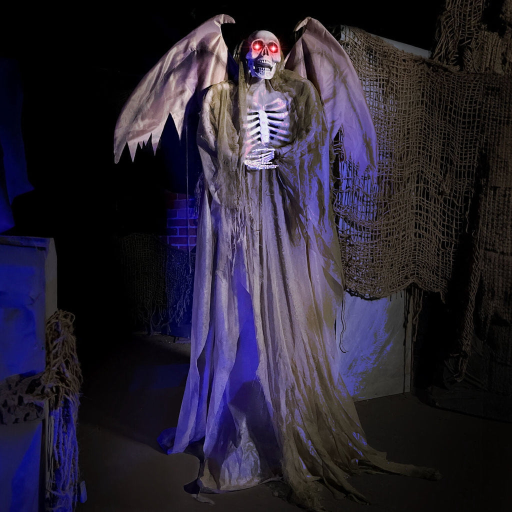5.5 ft Life-size Animatronic Reaper with Wings, Halloween Decoration, HHWINGSKEL-4FLSA