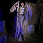 5.5 ft Life-size Animatronic Reaper with Wings, Halloween Decoration, HHWINGSKEL-4FLSA
