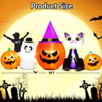 8ft Halloween Inflatable Pumpkins Outdoor Decor with Black Cat and Spectre,Built-in LED Lights,for Halloween Party,Yard,Garden,Lawn