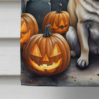 Halloween Pug Dog House Flag 28x40IN Double-Sided Polyester Decorative Sleeve Pole Flag for Outdoor Home Garden Patio