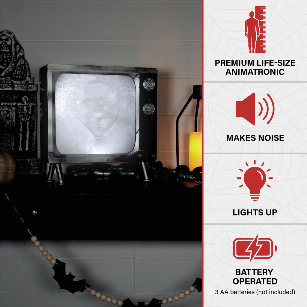 11.8 in Haunted TV by Tekky, Premium Halloween Animatronic, HHHAUNTTV-1FLSA