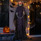 6' Halloween Decorations Animatronics Grim Reaper, Sound-Actived Party Deco for Garden Yard Lawn