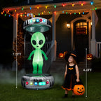 8' Halloween Inflatables UFO Alien Decoration Outdoor Light-up Holiday Decoration Halloween Decoration