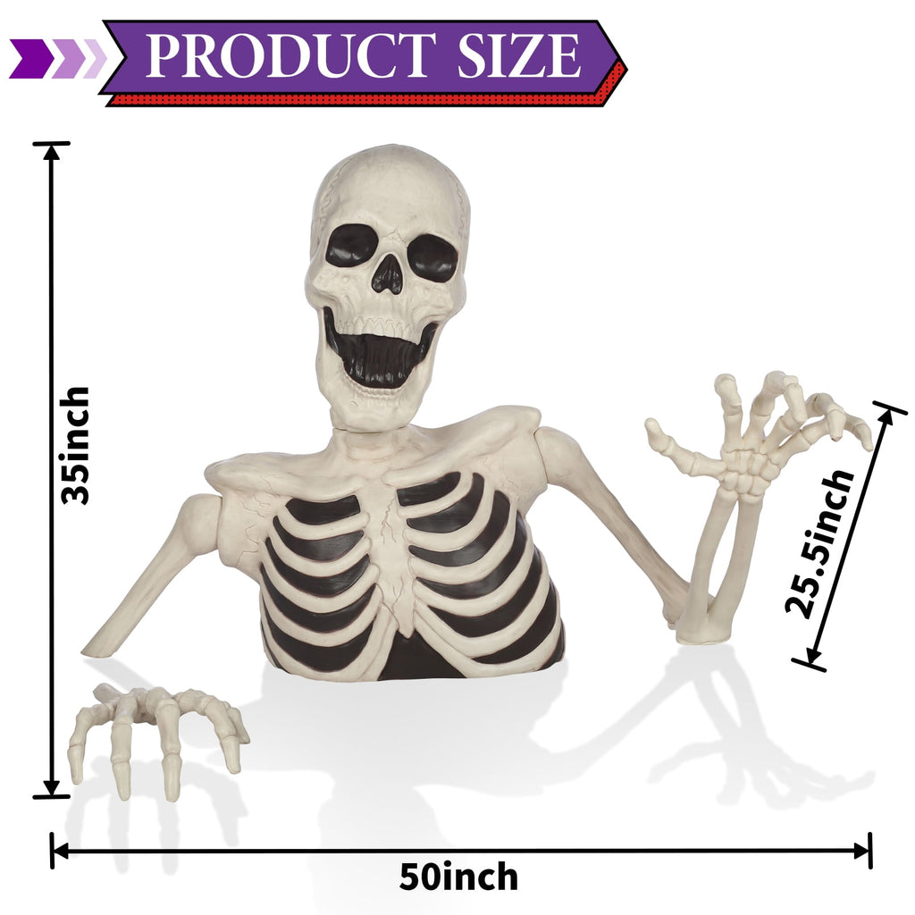 35" Halloween Giant Groundbreaker Skeleton, Halloween Decoration for Outdoor Lawn Yard and Porch