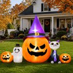 8ft Halloween Inflatable Pumpkin & Black Cat Ghost with LED Lights  Outdoor Yard & Garden Decoration