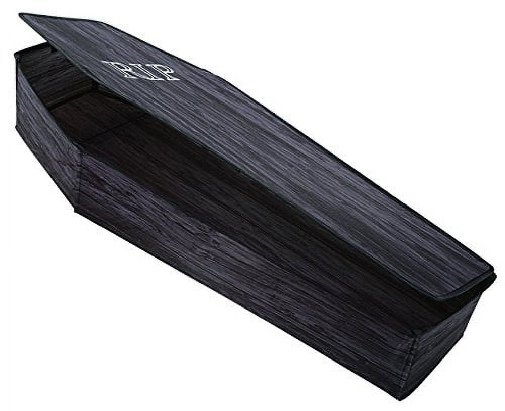 Wooden-Look Coffin with Lid Halloween Decoration - 60 in x 24 in x 10 in