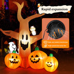 8FT Halloween Inflatables Dead Tree,Outdoor Halloween Decorations with Built-in LED Lights,Halloween Blow Up Yard Decorations with Pumpkin,Ghost,and Owl